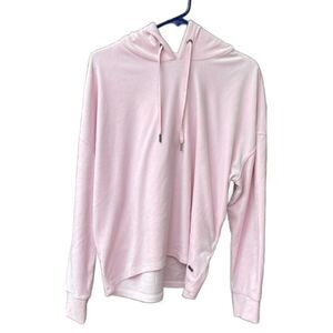 DNKY women’s size medium pink velour pullover hoodie athleisure wear casual .